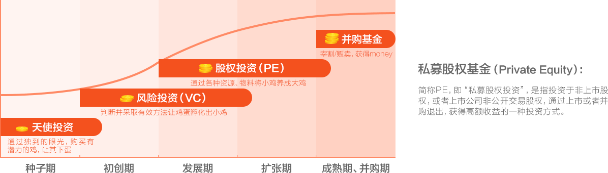 簡(jiǎn)稱PE，即“私募股權(quán)投資”，是指投資于非上市股權(quán)，或者上市公司非公開交易股權(quán)，通過上市或者并購(gòu)?fù)顺觯@得高額收益的一種投資方式。